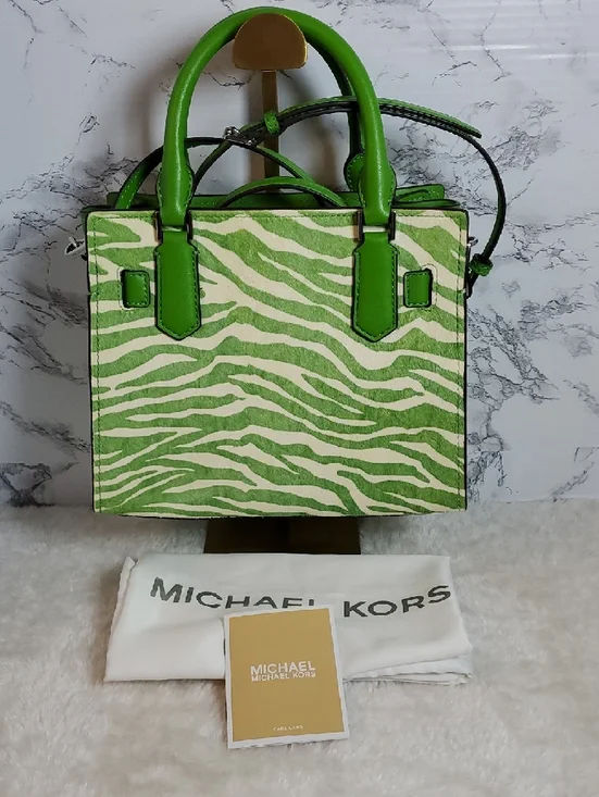 Michael Kors Small Hamilton Jungle Green Zebra Print Calf Hair Satchel NWT - Picture 5 of 9